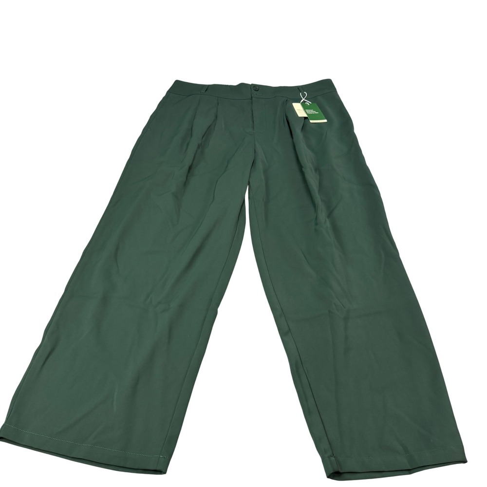 Halara Dark Green Wide Leg Pleated Trousers High Waist Plus Size 1X
